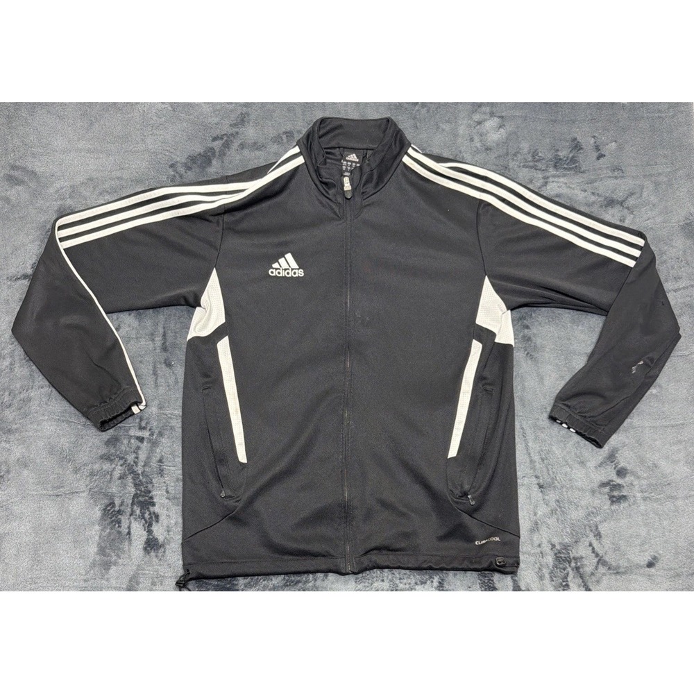 Adidas Climacool Track Jacket, Black/White 3 Stripe Full Zip Sz. Medium